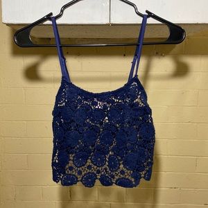 navy blue crochet crop top